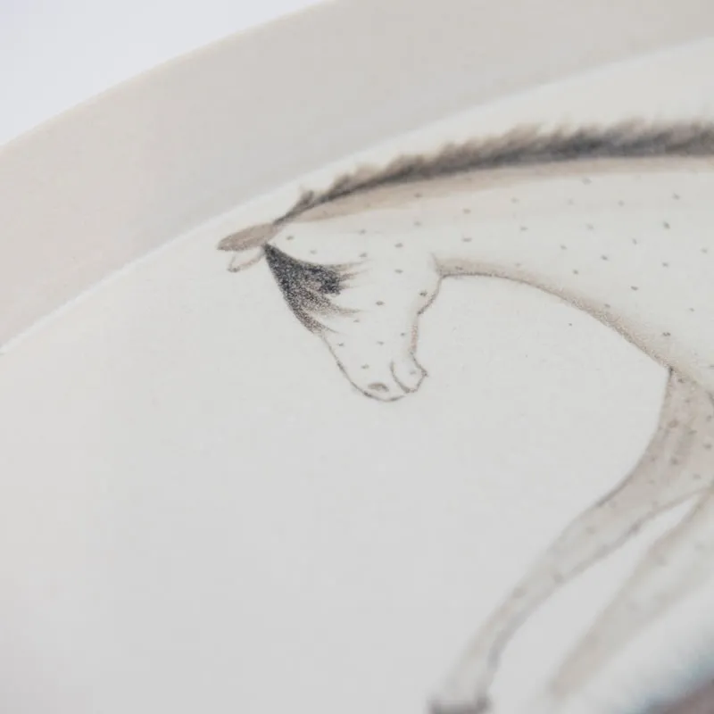 Large Oval Platter with Dotted Horse