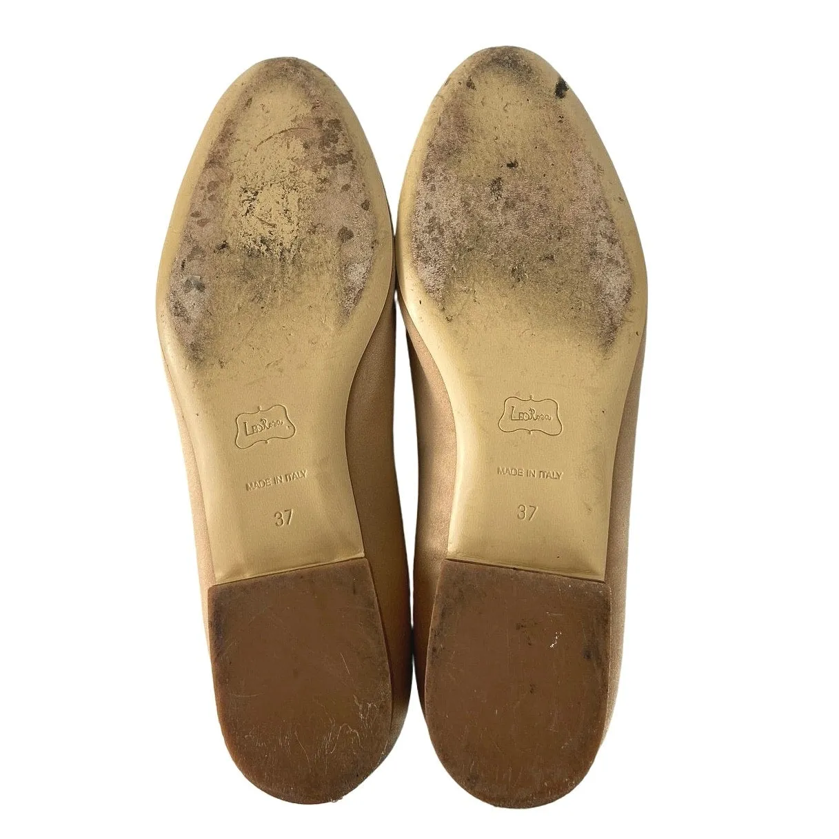 Leorosa Designer Gold Satin Almond Toe Slip On Casual Ballet Flat Shoes 37 US 7