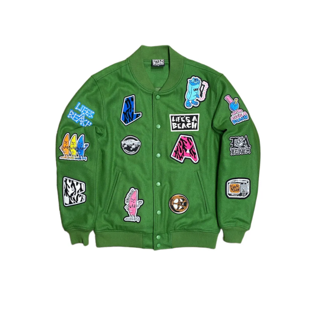 Lifes A Beach Patch Varsity Jacket