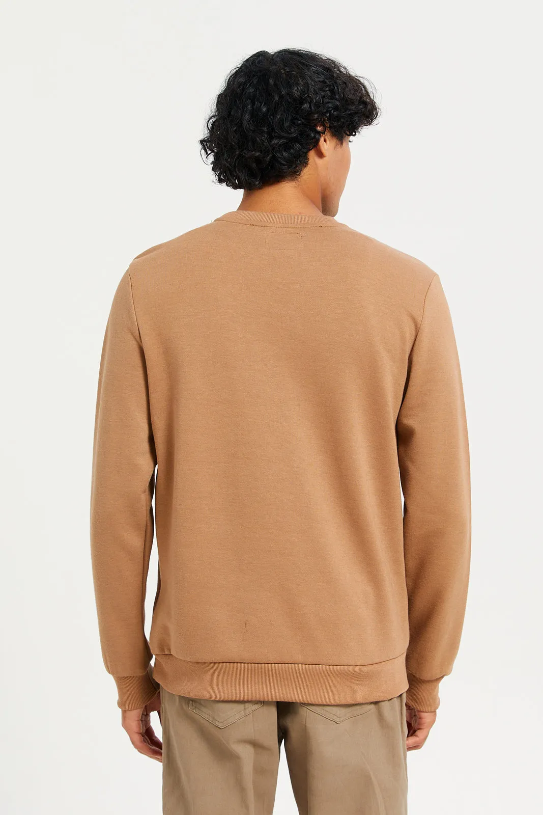 Men Brown Printed Sweatshirt