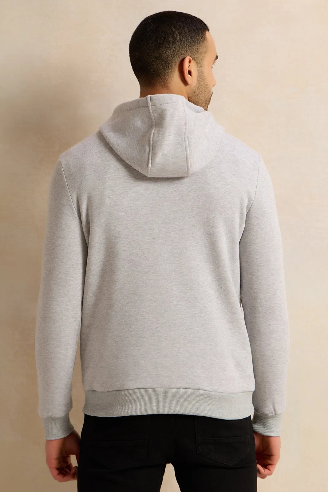 Men White Printed Hooded Sweatshirt