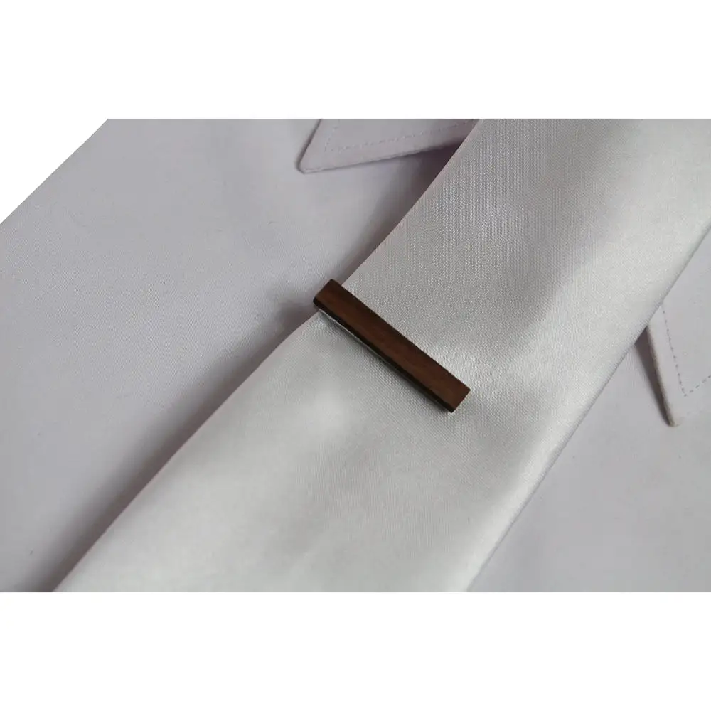 Mens Brown Wooden Tie Clip Clasp