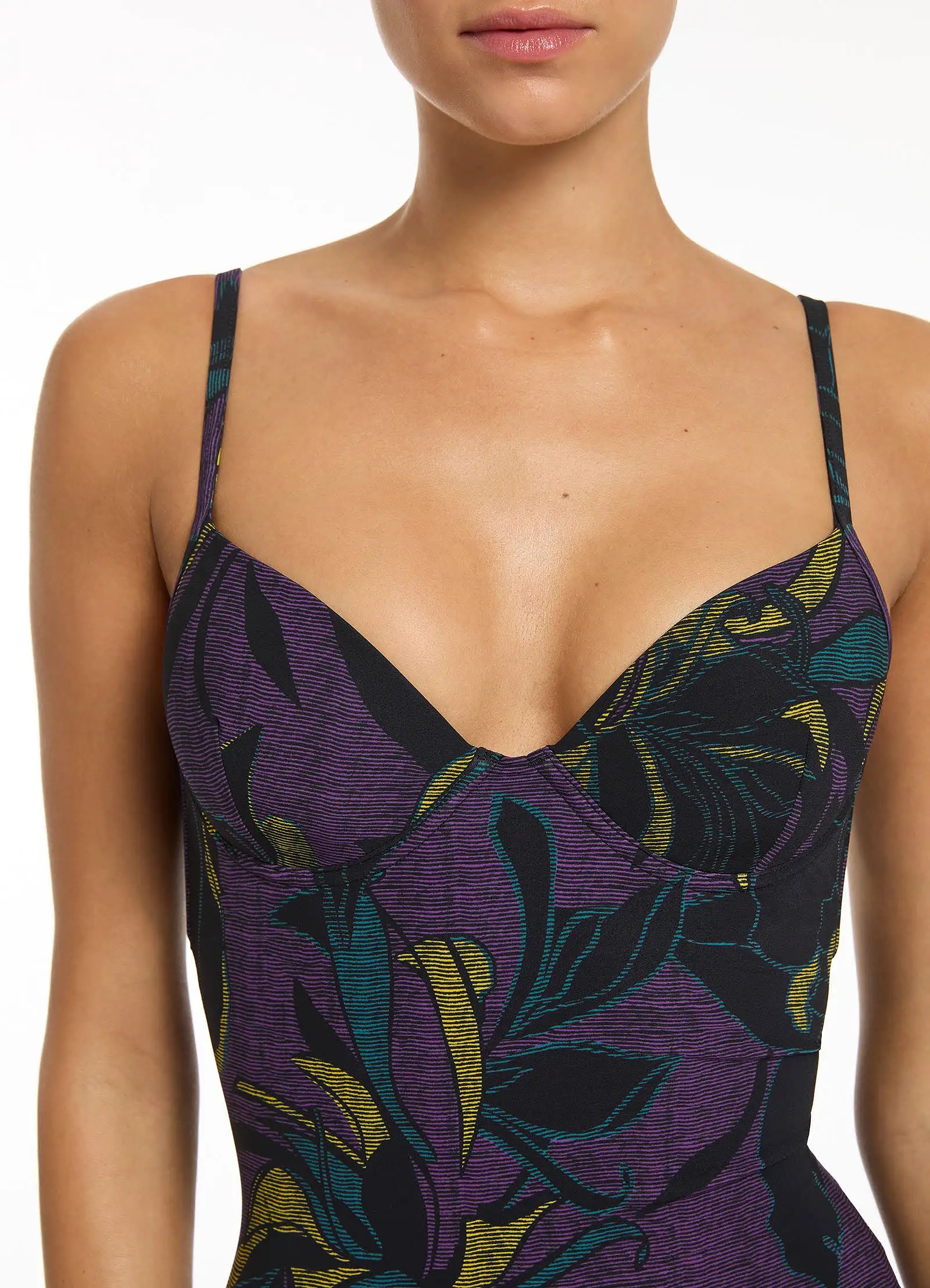 Midnight Tropical Moulded Underwire One Piece - Amethyst