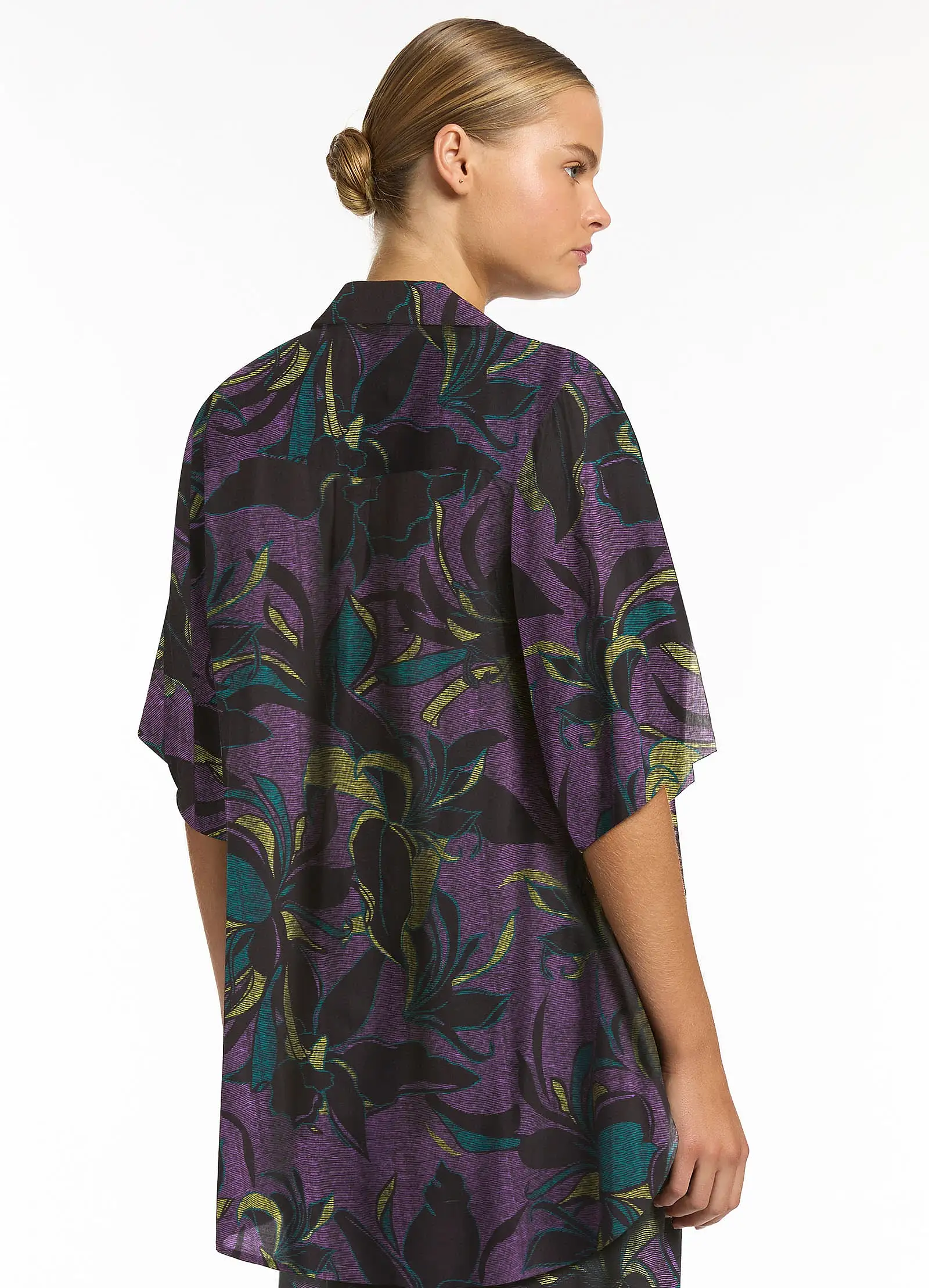 Midnight Tropical Short Sleeve Shirt - Amethyst