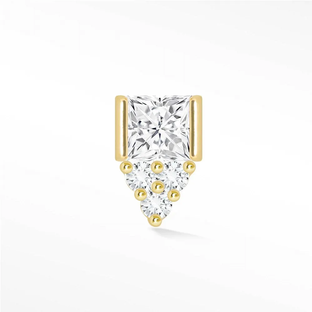 Moissanite Flat Back Earring 14k Yellow