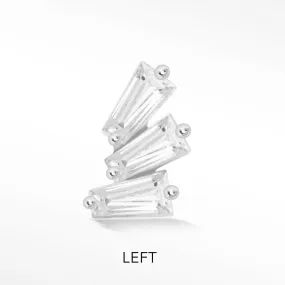 Moissanite Flat Back Earring Baguette 14k White