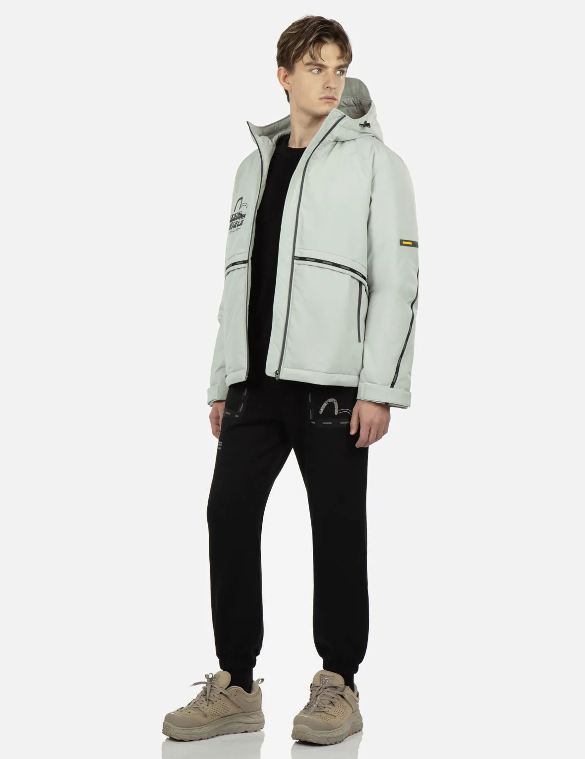 Moving Seagull PVC Patch Hooded Down Jacket