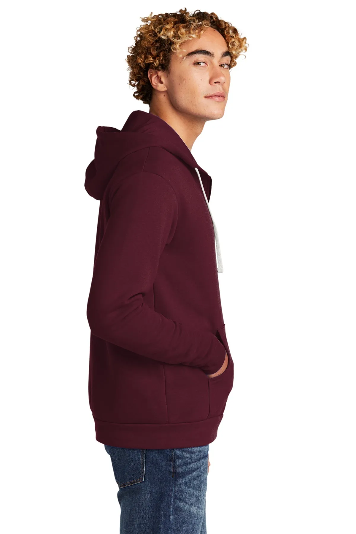 Next Level Unisex Beach Fleece Custom Zip Hoodies, Maroon