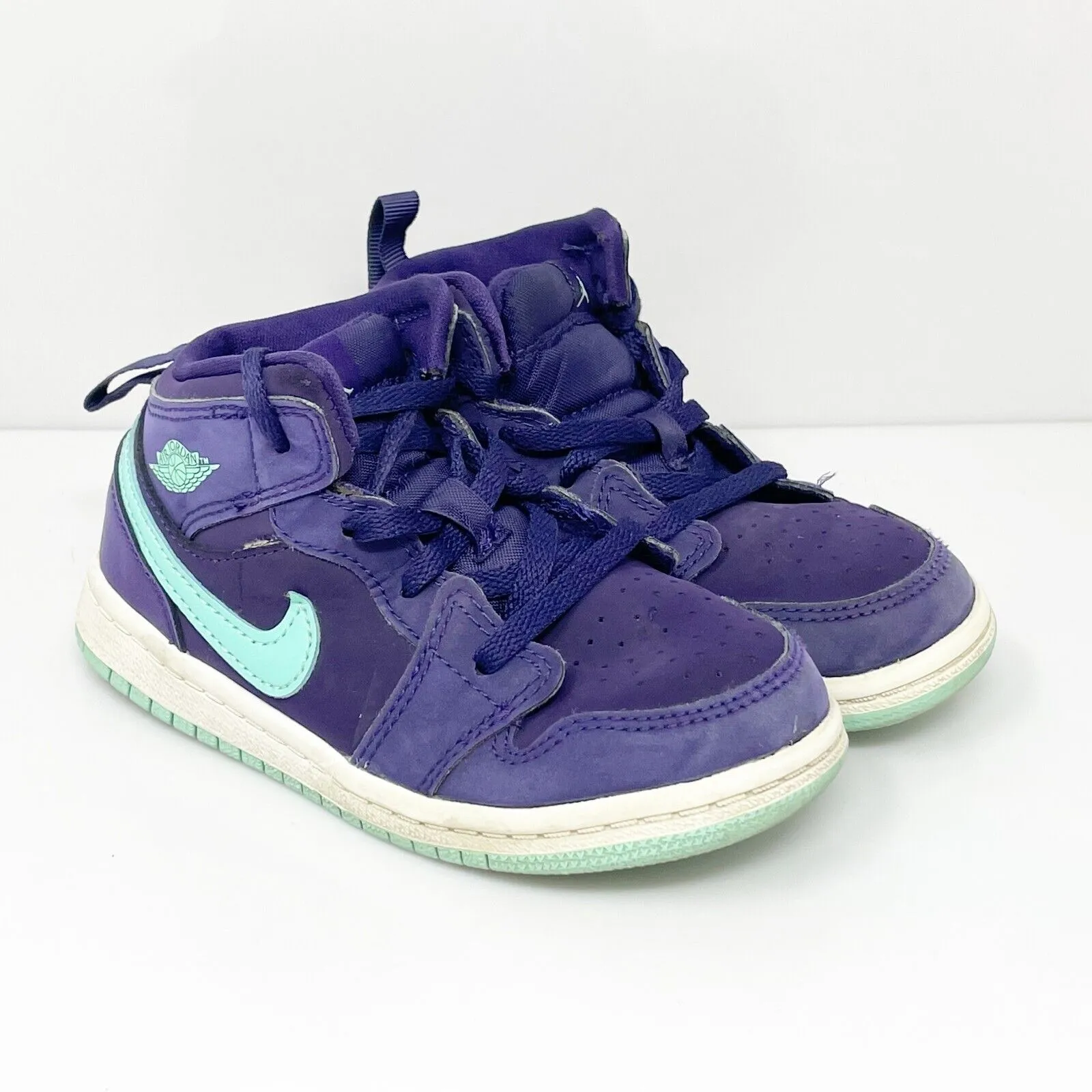 Nike Boys Air Jordan 1 Mid 644507-501 Blue Basketball Shoes Sneakers Size 9C