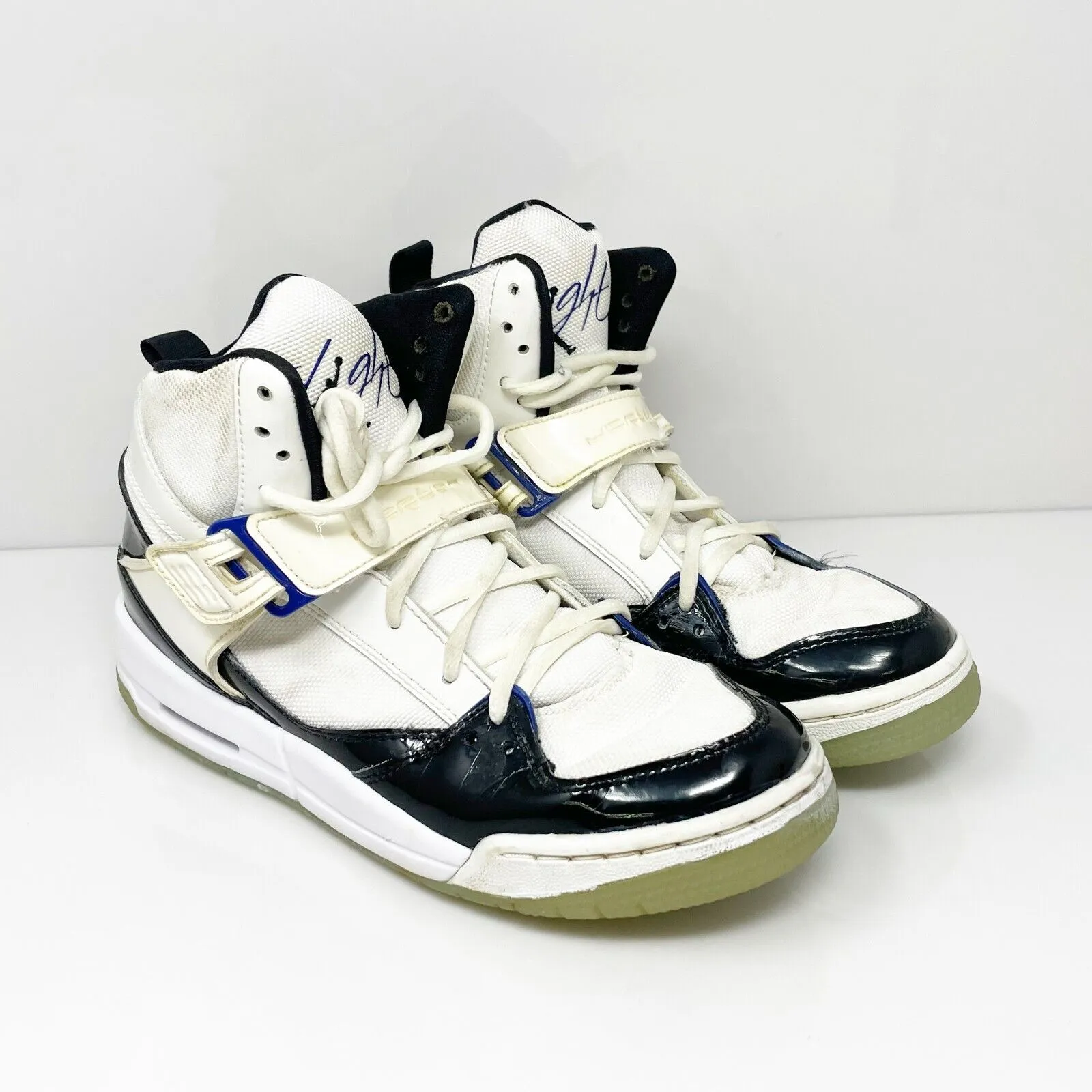 Nike Boys Air Jordan Flight 45 Hi DC2600-100 White Basketball Shoes Sneakers 7Y