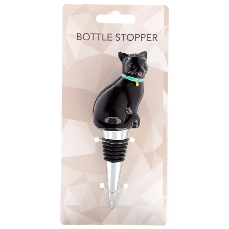 Novelty Ceramic Bottle Stopper - Black Cat BOT126