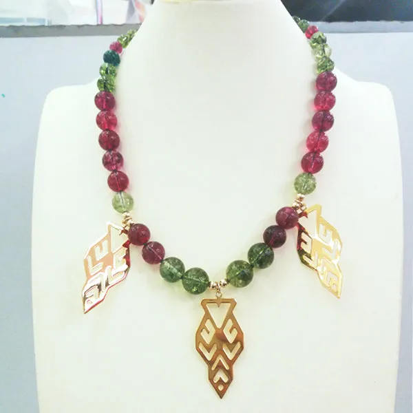 Pink & Green Tourmaline with Lawin Necklace