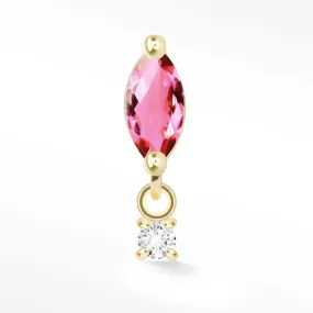 Pink Tourmaline Flat Back Earring Movement 14k Yellow