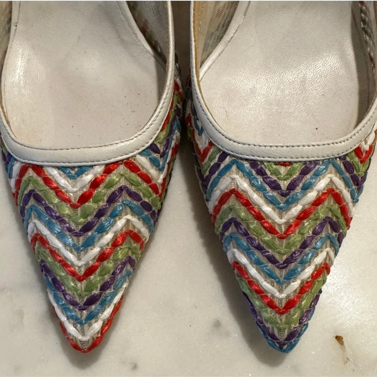 Pointed High Heels - Rainbow/White