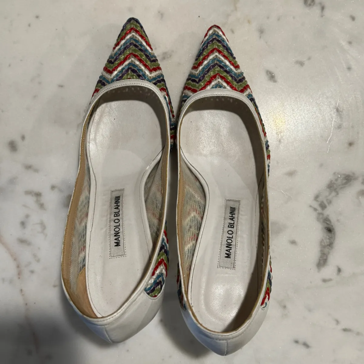 Pointed High Heels - Rainbow/White