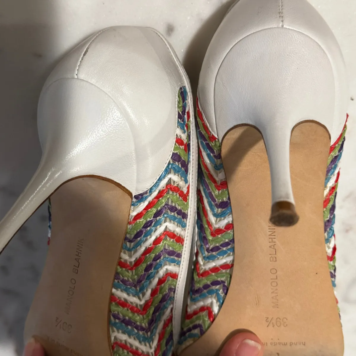 Pointed High Heels - Rainbow/White