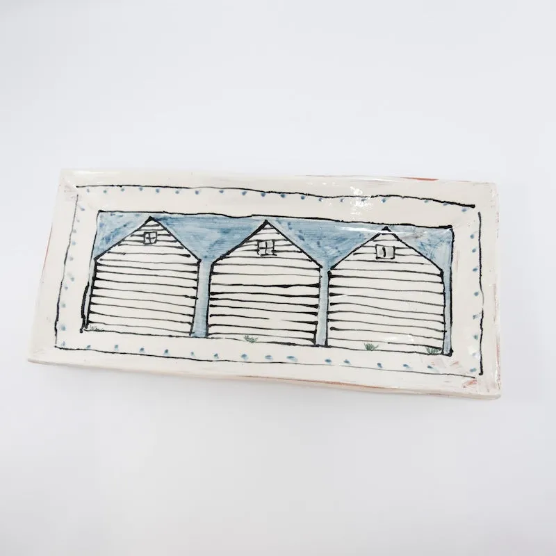 Rectangular Platter with Houses