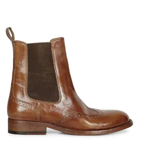 Saint Santina Cognac Leather Washed Ankle Boots