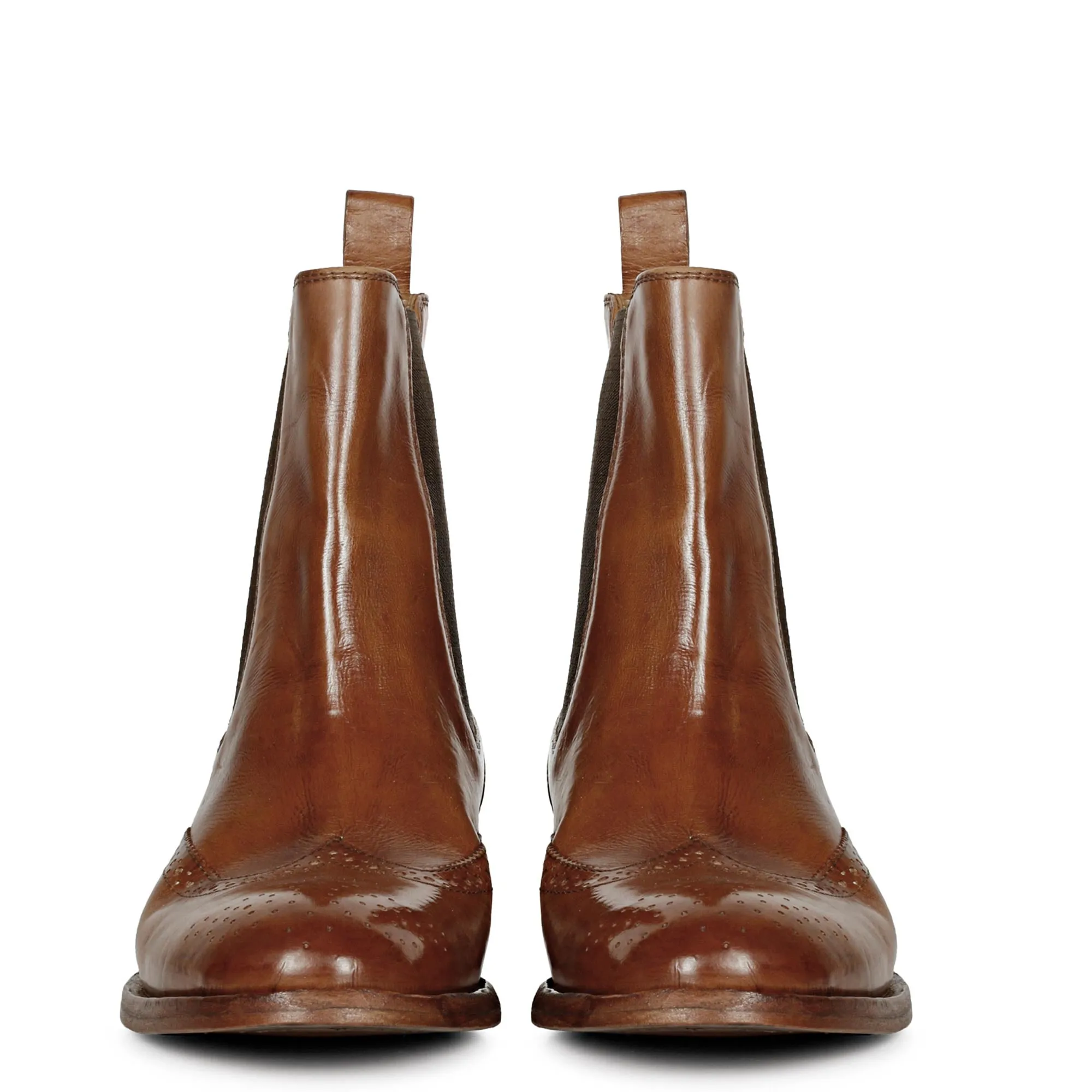 Saint Santina Cognac Leather Washed Ankle Boots