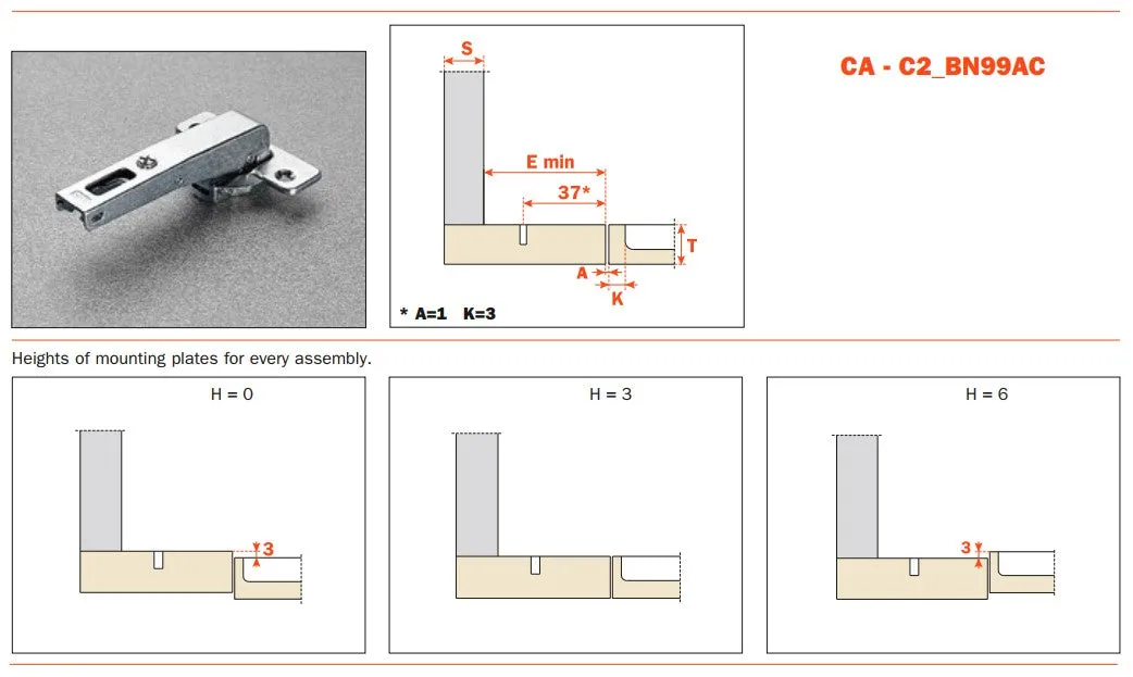 Salice 94° Blind Corner Crampon Hinge - C2ABN99AC