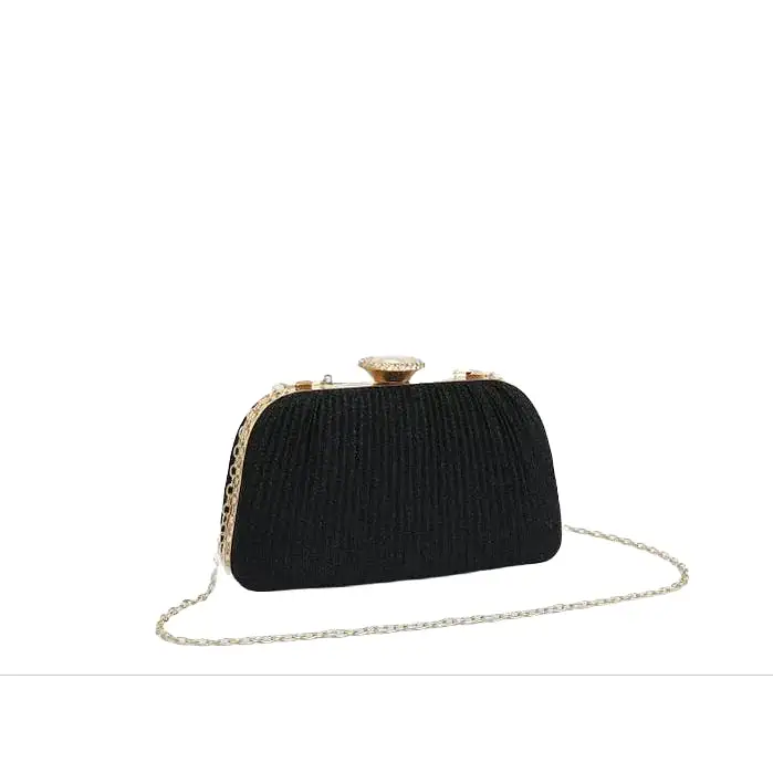 Shimmering Black Evening Clutch Bag With Large Clasp