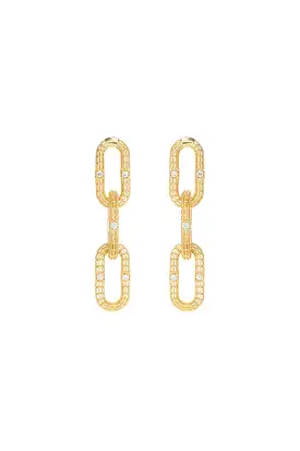 Signature 3-Link Earrings w/ Diamonds - 18k Yellow Gold