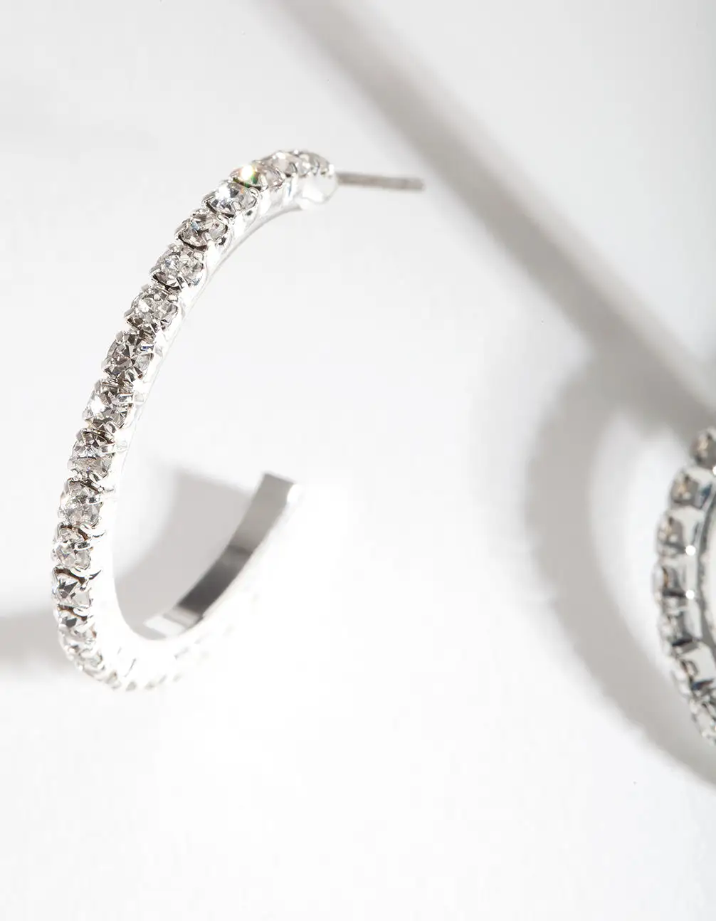 Silver Diamante Stud Hoop Earrings