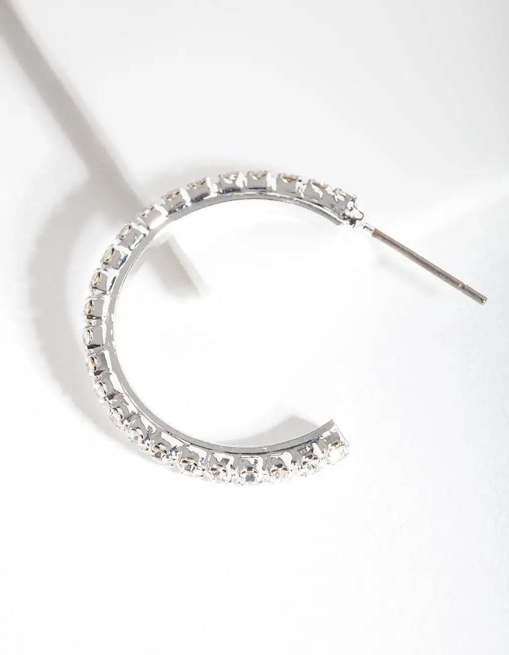 Silver Diamante Stud Hoop Earrings