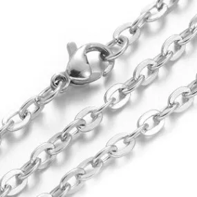 Stainless Steel Cable Flat Necklace  16, 18, 20, 24 2mm wide