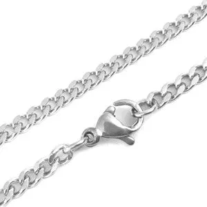 Stainless Steel Curb Faceted Necklace 18, 20