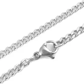 Stainless Steel Curb Faceted Necklace 18, 20