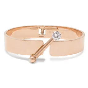 Stainless Steel Hinged Bracelet with Crystal Bar Rose Gold Plated