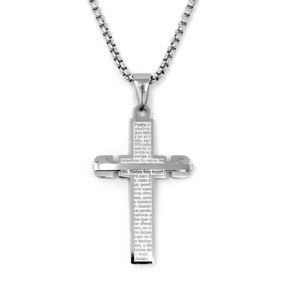 Stainless Steel Prayer Cross Pendant