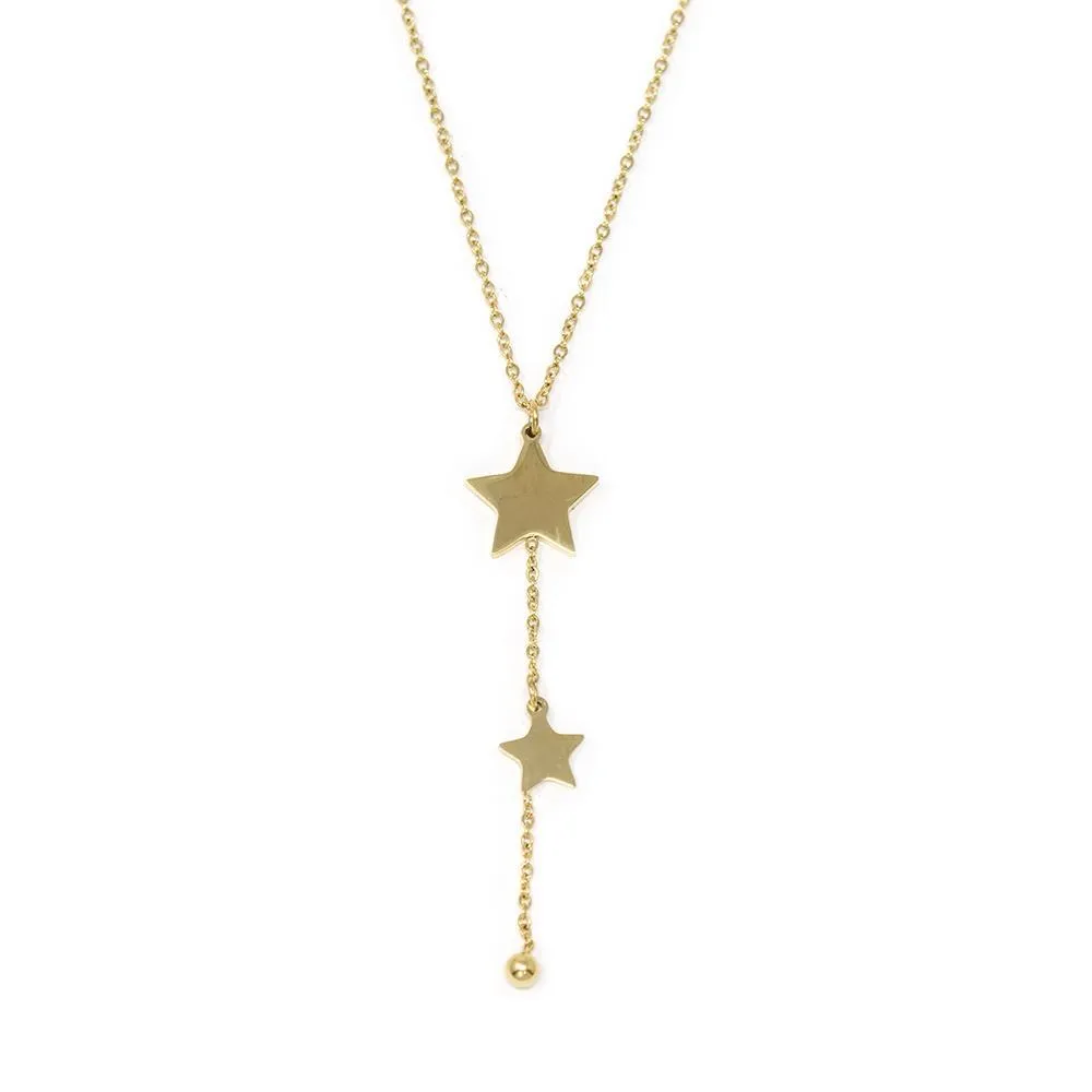 Stainless Steel Stars Pendant Necklace Gold Plated