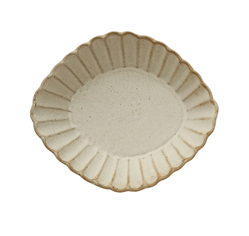 Stoneware Dish with Scalloped Edge