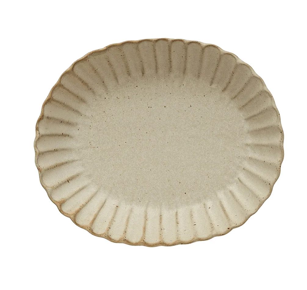 Stoneware Dish with Scalloped Edge