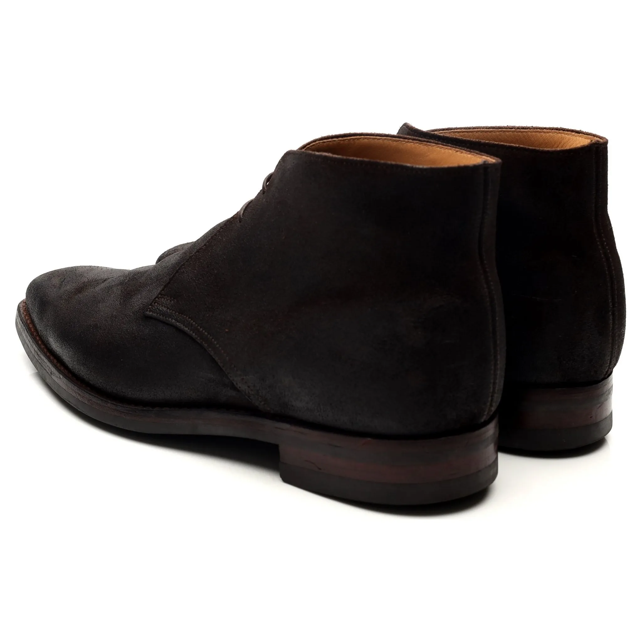 'Tetbury' Dark Brown Waxed Suede Chukka Boots UK 7 E