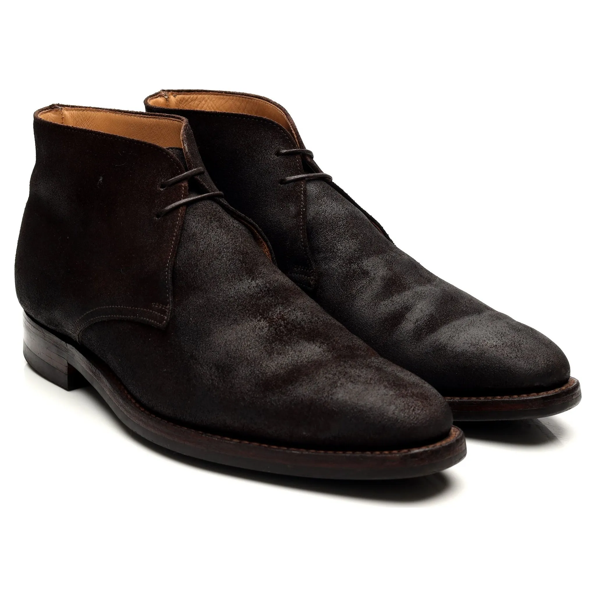 'Tetbury' Dark Brown Waxed Suede Chukka Boots UK 7 E