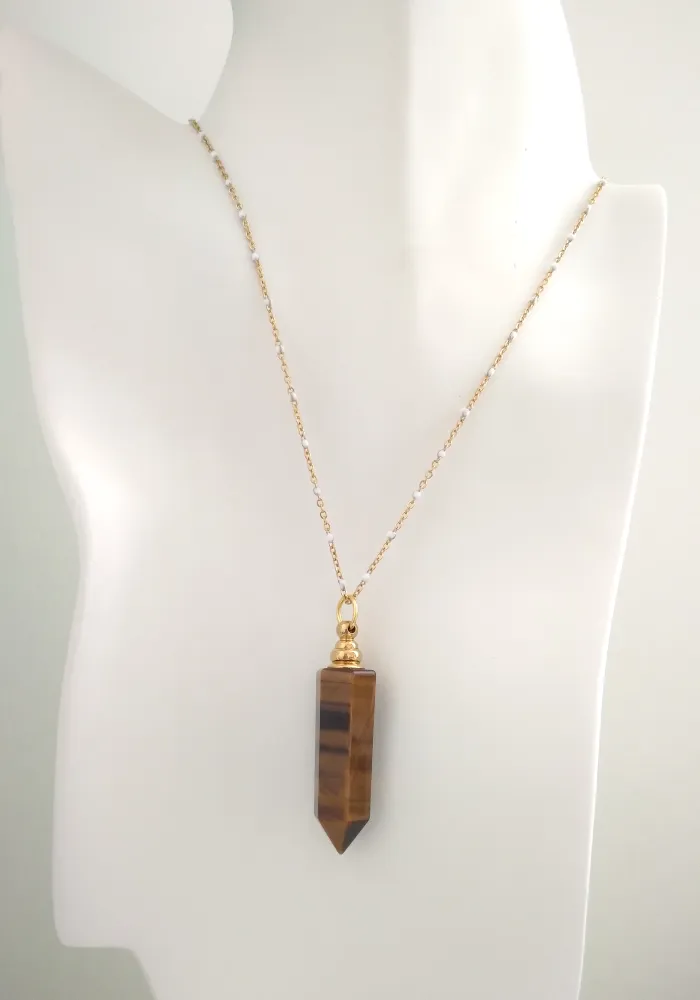 Tiger's Eye Stalactite Essential Oil Bottle Pendant