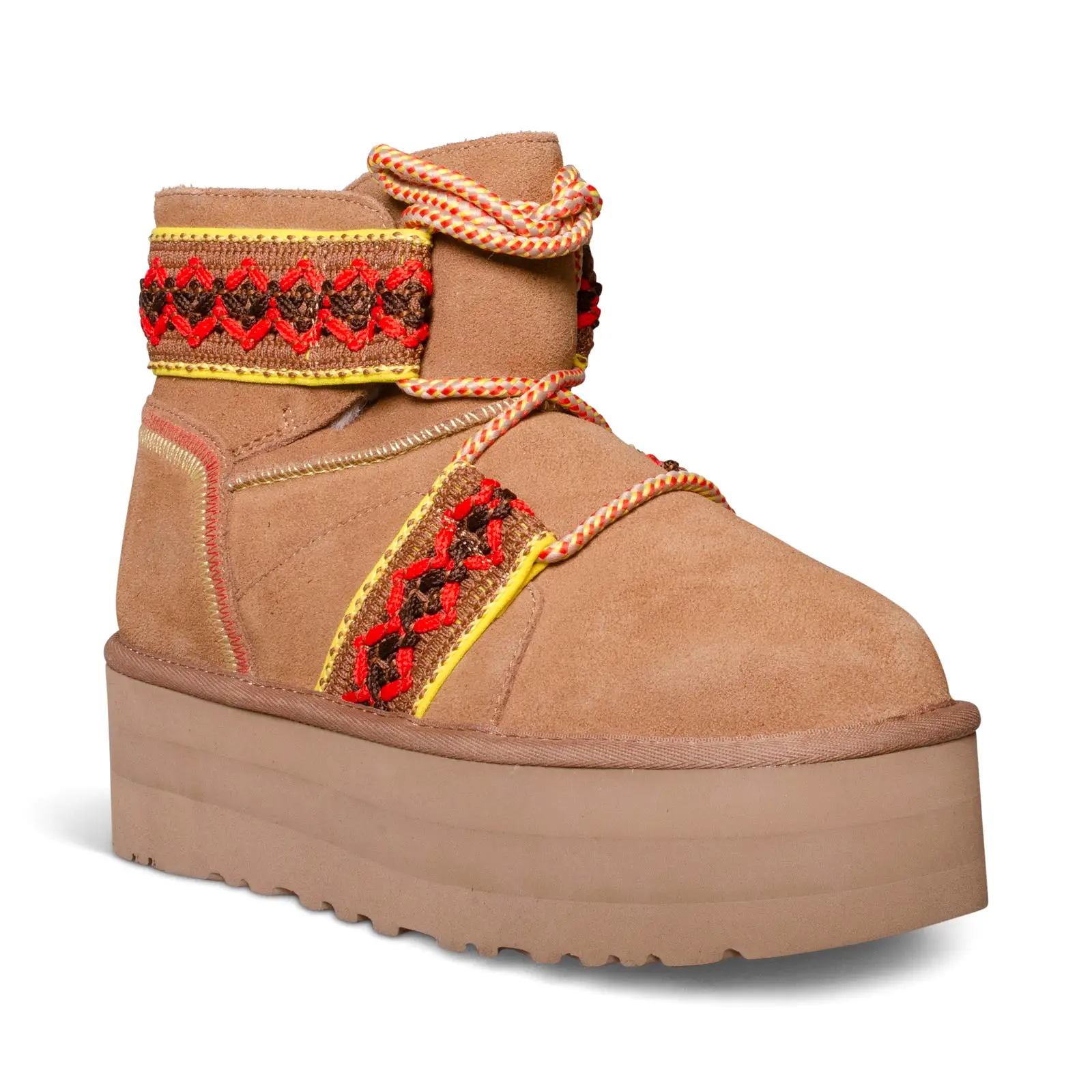 UGG Classic Mini II Braid Platform Chestnut Boots - Women's