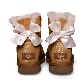 UGG Mini Bailey Bow Glimmer Chestnut Boots - Women's