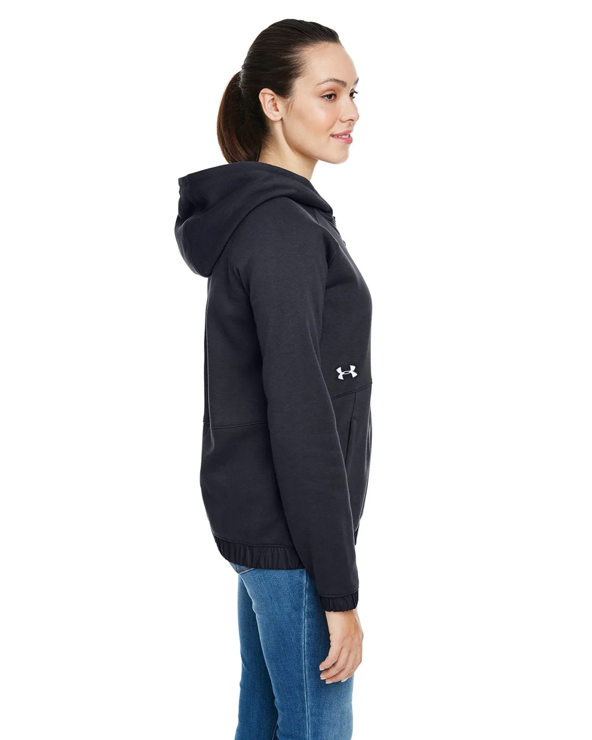 Under Armour Ladies Hustle Custom Full-Zip Hoodies, Black