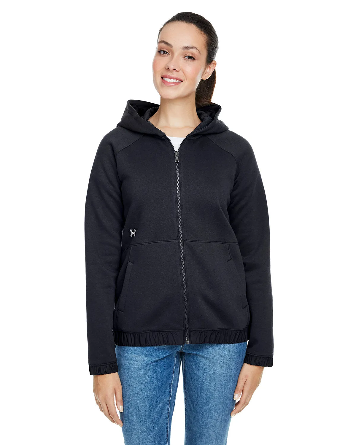 Under Armour Ladies Hustle Custom Full-Zip Hoodies, Black