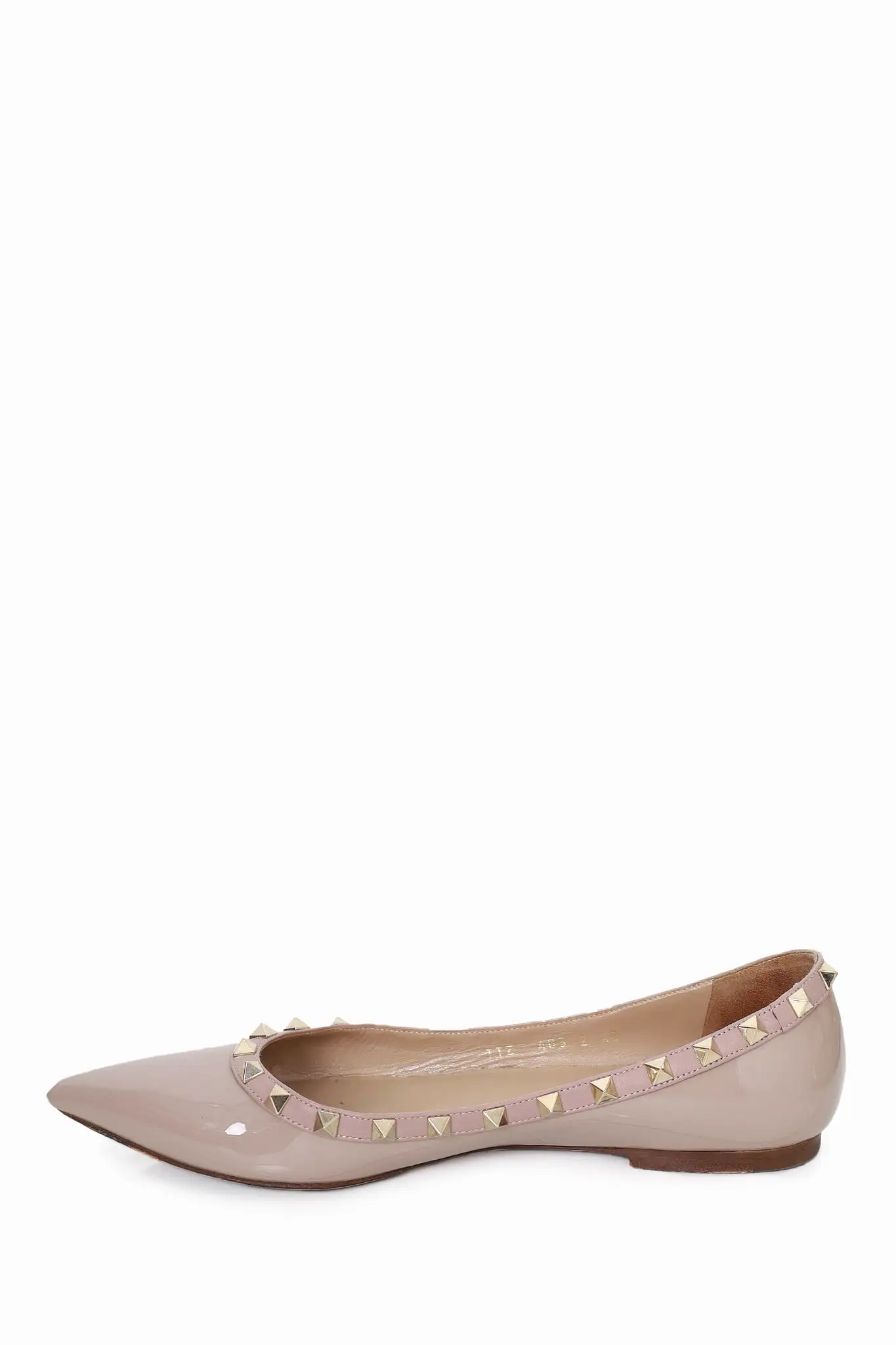 Valentino Beige Patent Leather Rockstud Flats Size 40