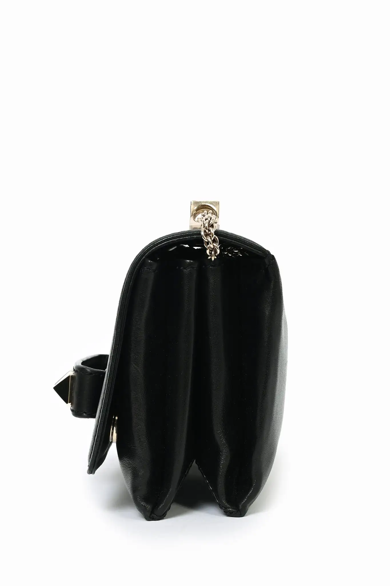 Valentino Black Leather Roman Stud Shoulder Bag