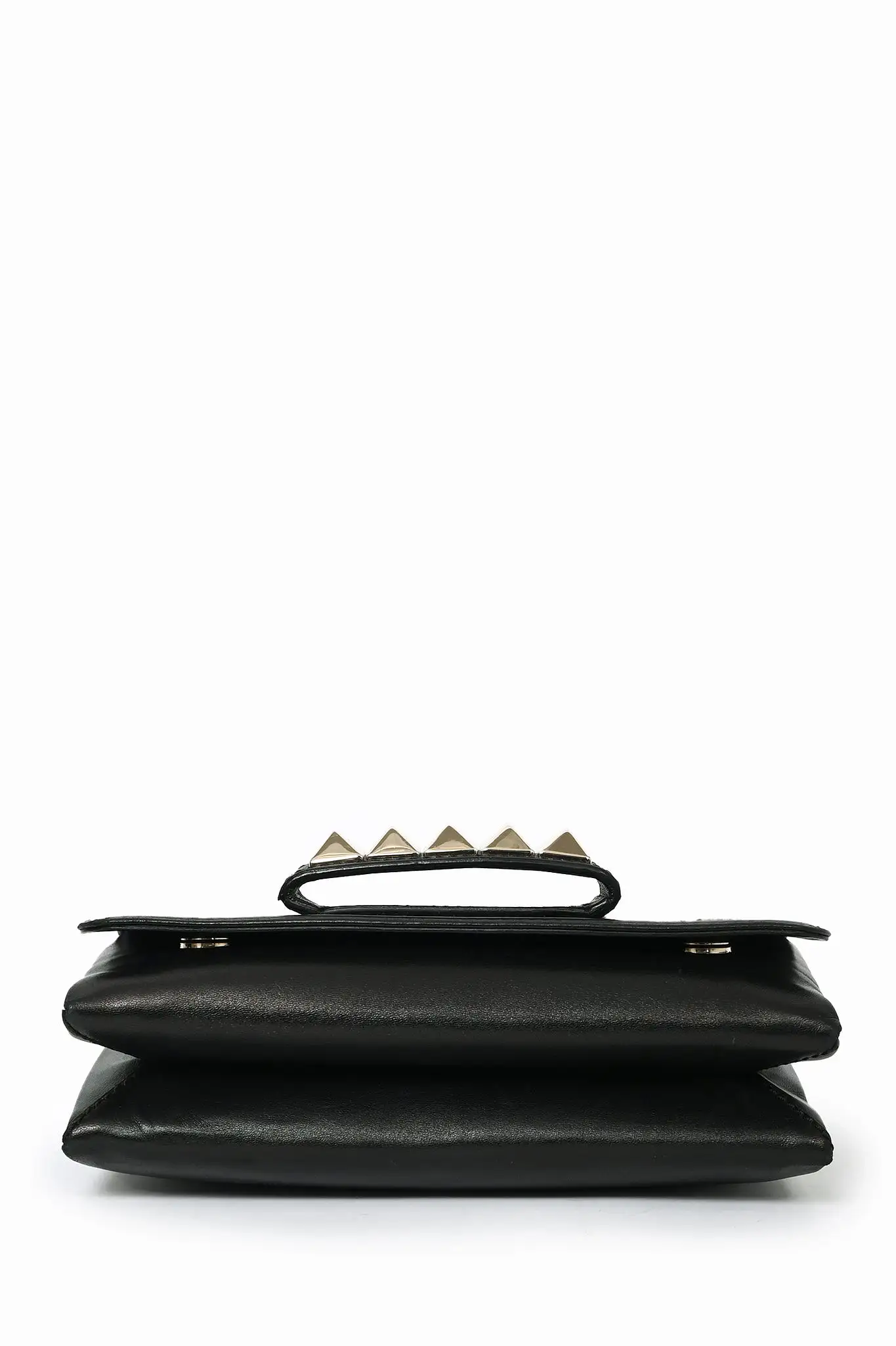 Valentino Black Leather Roman Stud Shoulder Bag