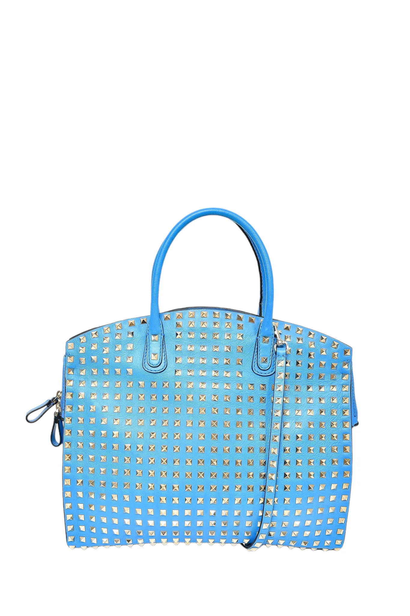 Valentino Blue Rockstud Dome Tote w/ Strap