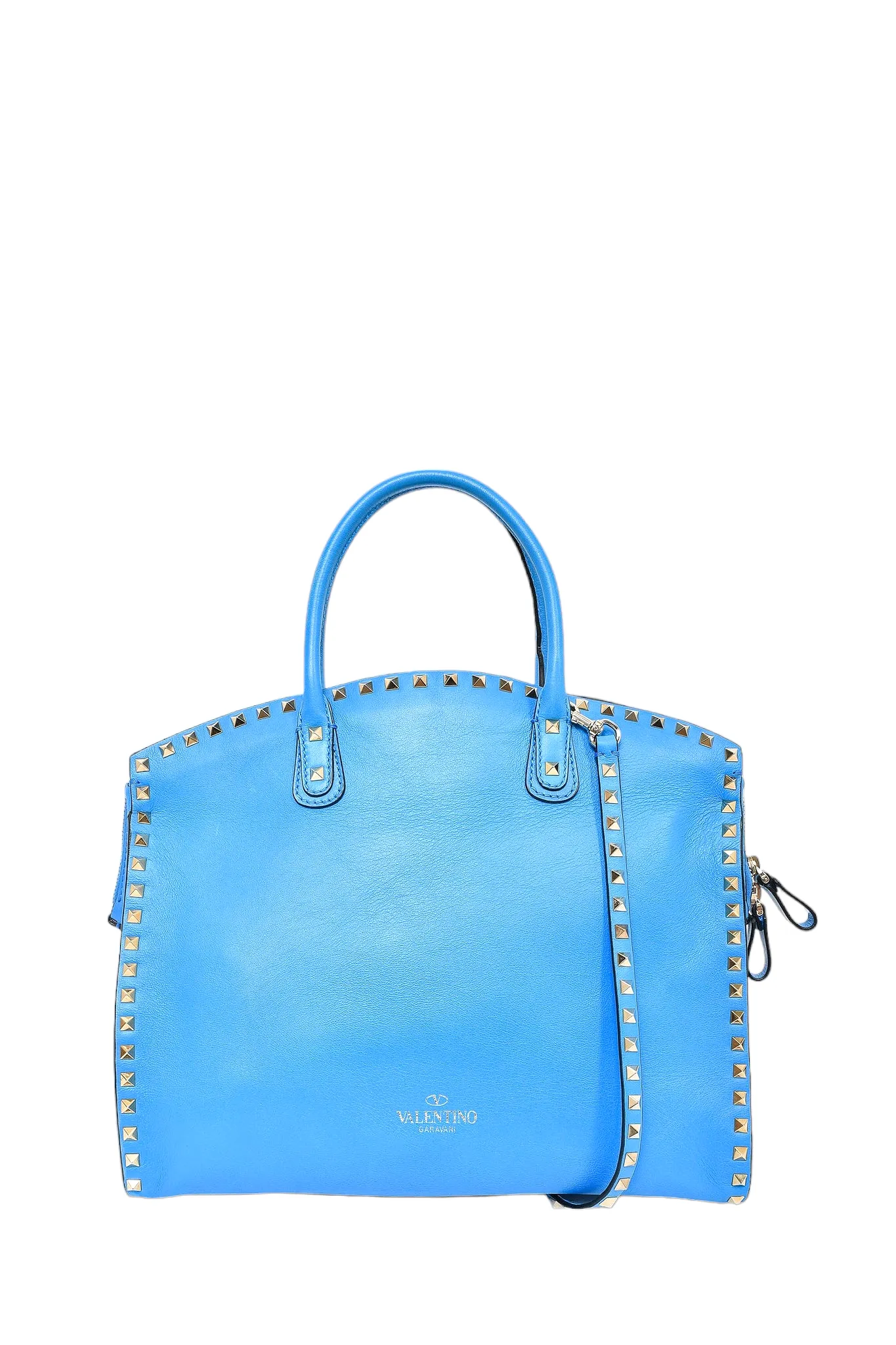 Valentino Blue Rockstud Dome Tote w/ Strap