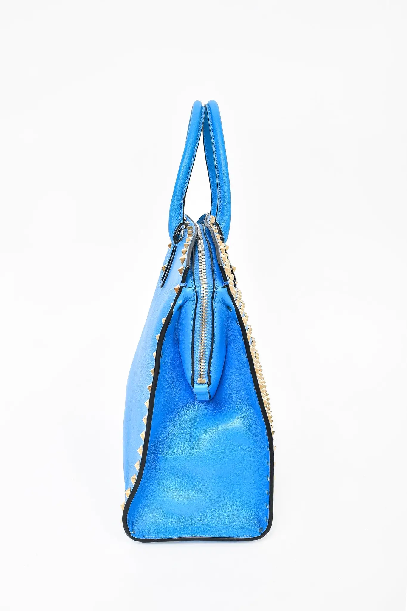 Valentino Blue Rockstud Dome Tote w/ Strap