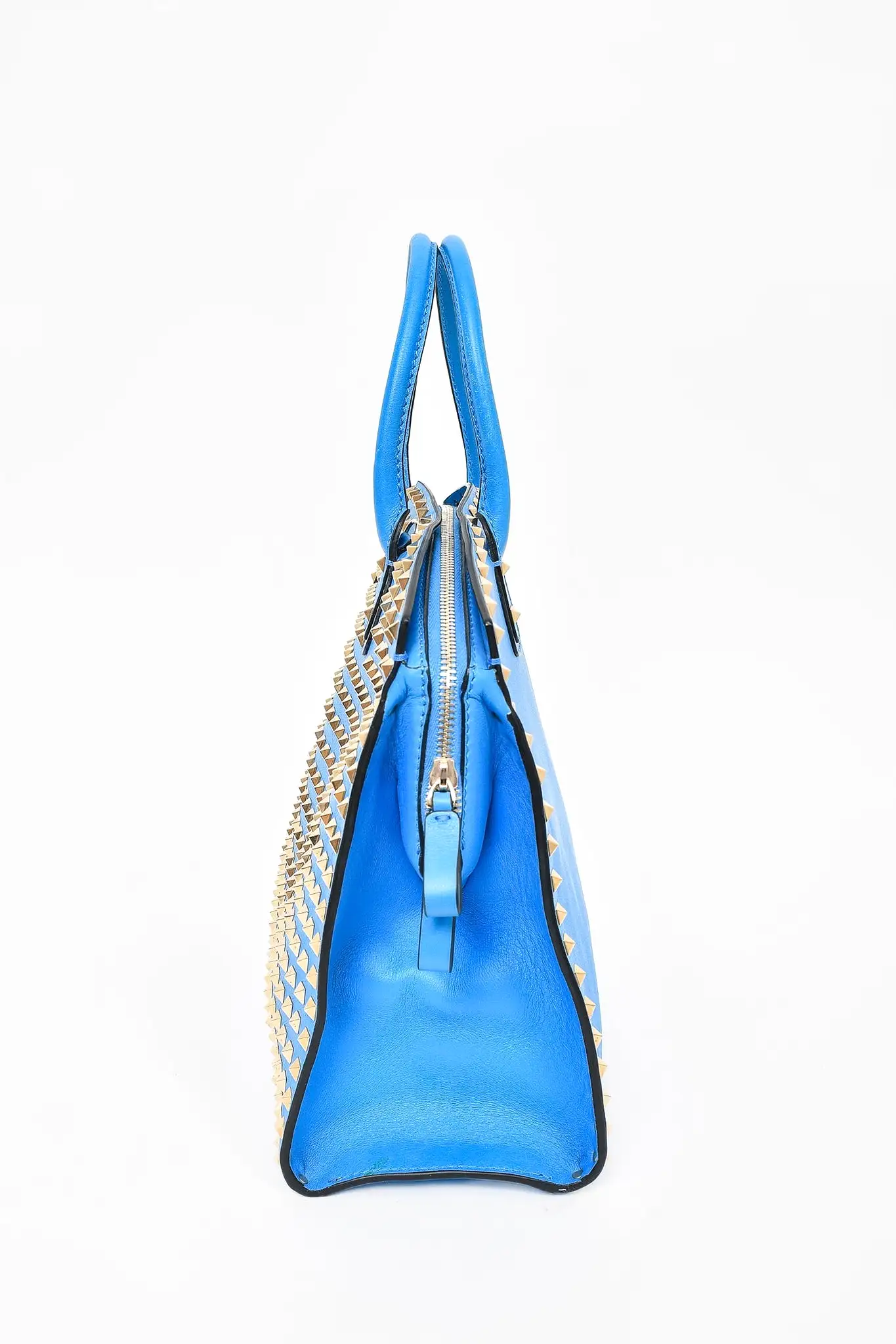 Valentino Blue Rockstud Dome Tote w/ Strap